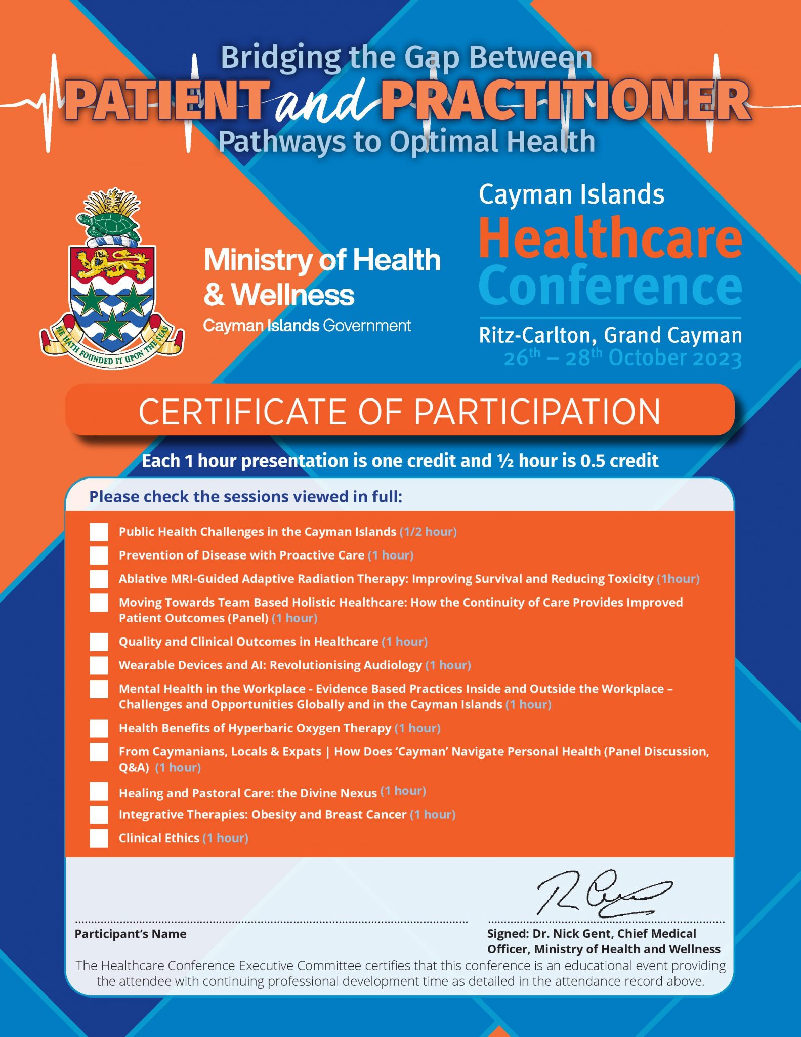 CME Certificate Cayman Islands Healthcare Conference